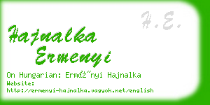 hajnalka ermenyi business card